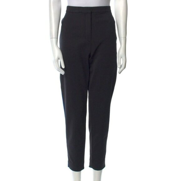 Versace Pants US10 IT46 – Black Cotton Blend, Blue Stripe, Slim Fit - Picture 1 of 11